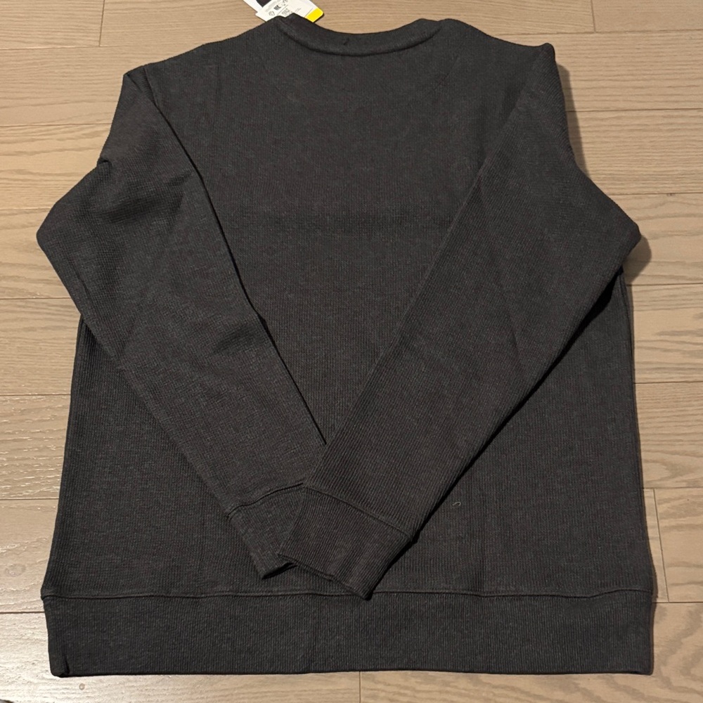 Bonded Waffle Fleece Lined Thermal Crewneck - Dark Grey - Small - Picture 4 of 5